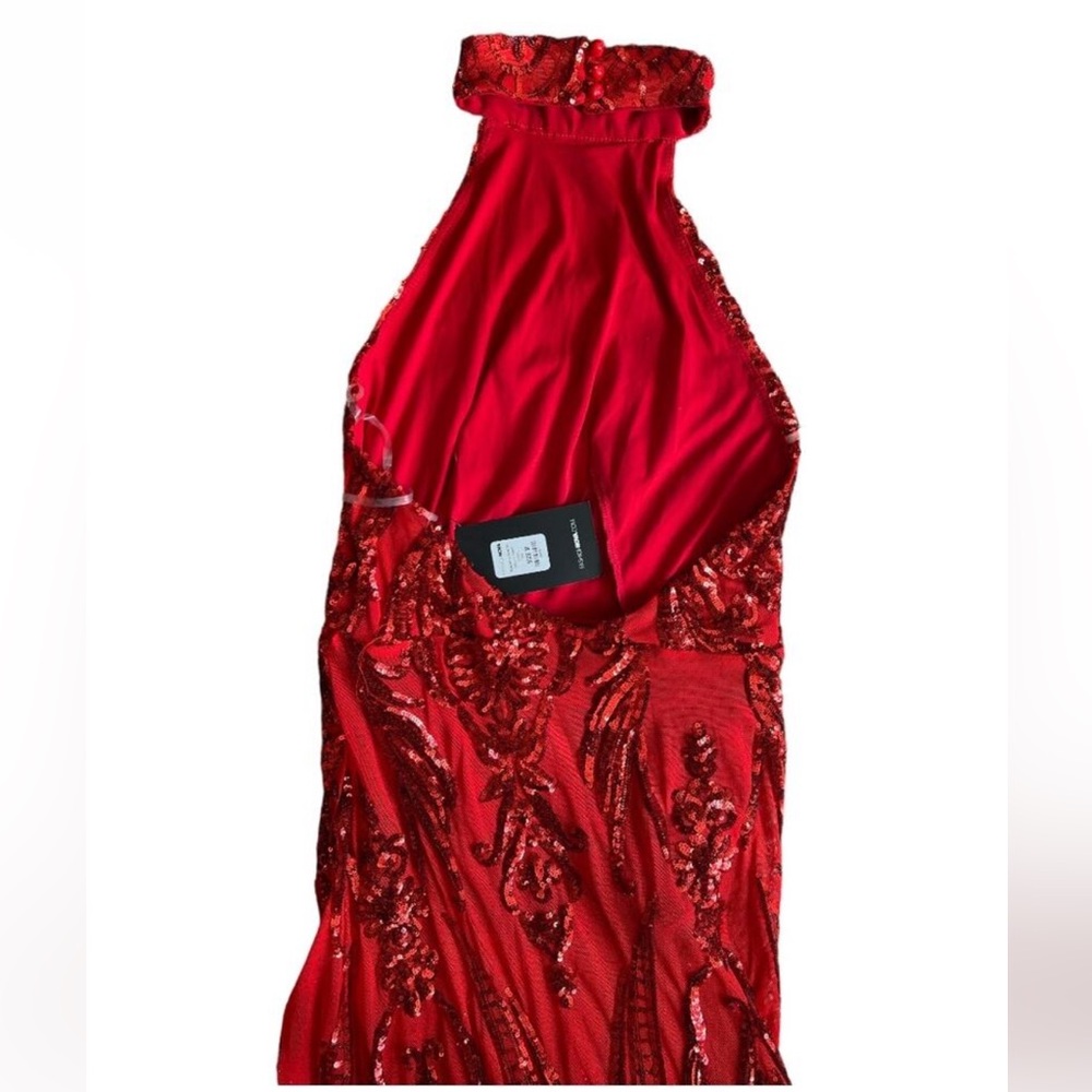 FN Red Halter Sequin Gown! - Picture 7 of 10